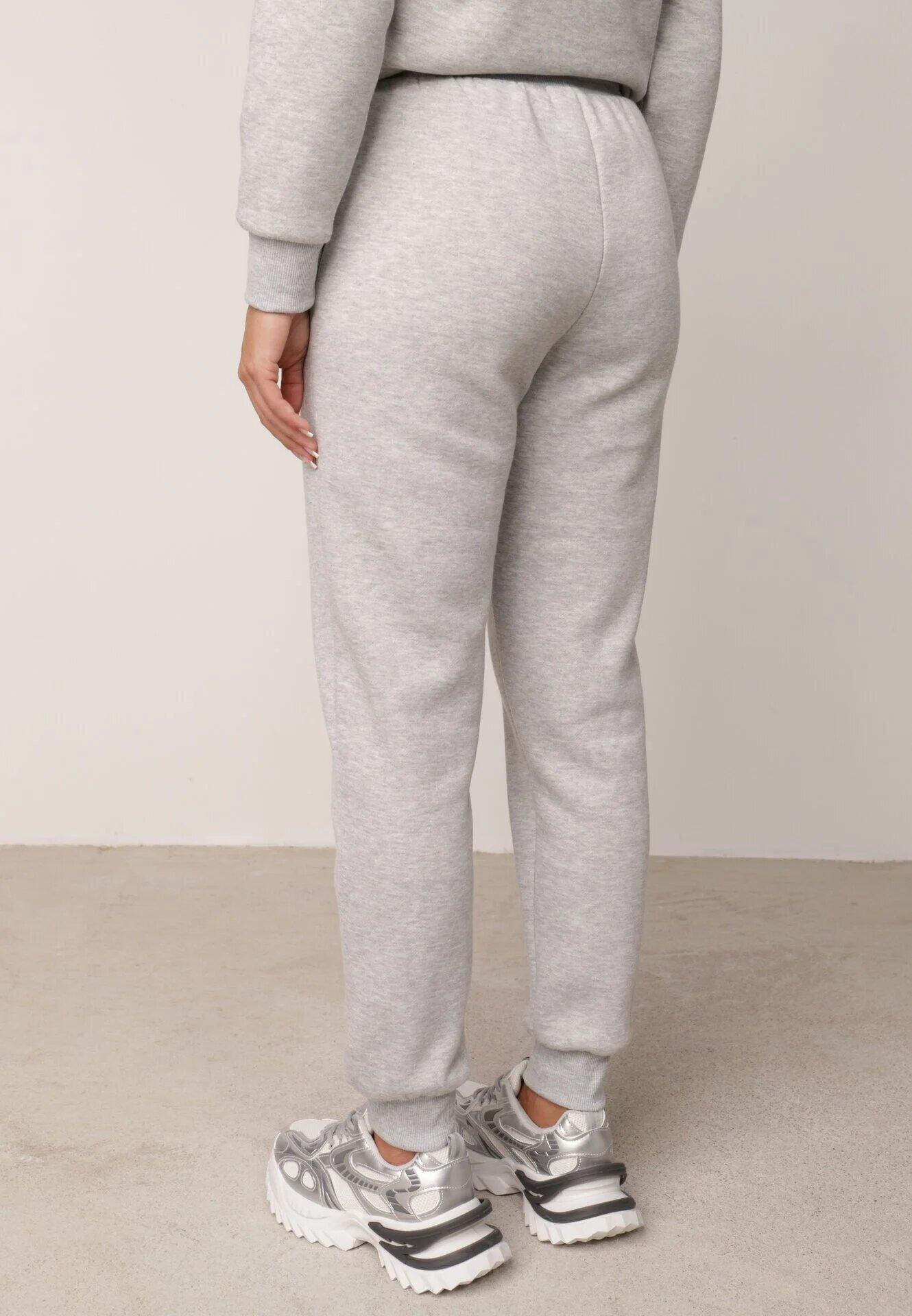 glo-story Pantaloni de trening izolați cu bumbac tip jogger cu manșete Obsida Gri deschis