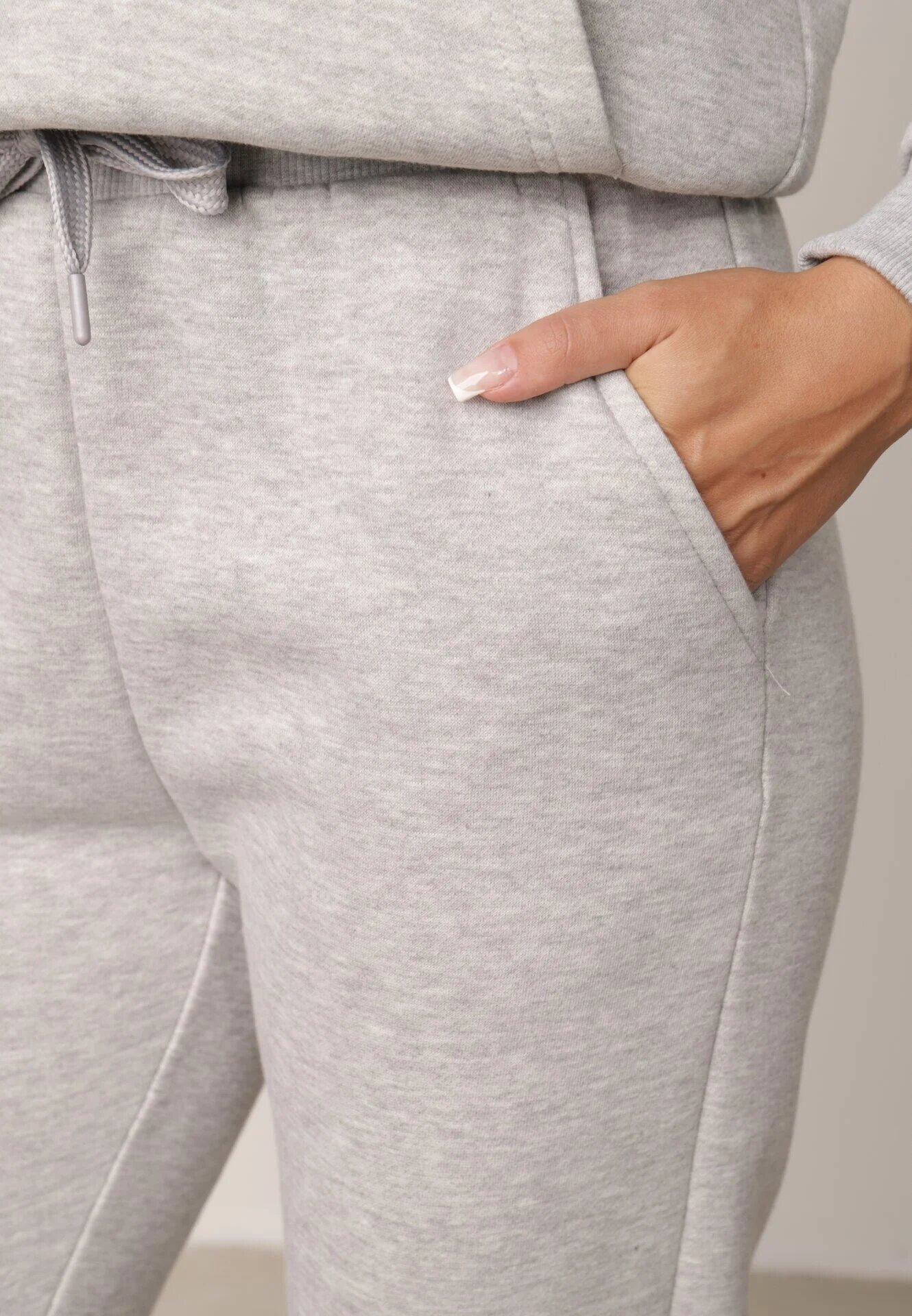 glo-story Pantaloni de trening izolați cu bumbac tip jogger cu manșete Obsida Gri deschis