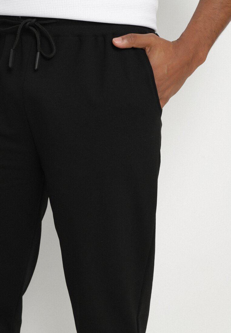 glo-story Pantaloni de trening negri cu manșete elastice din bumbac Paladira