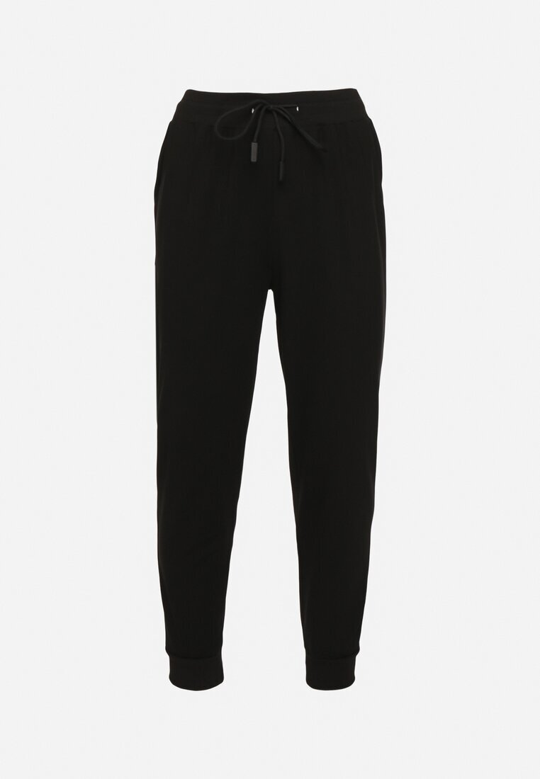 glo-story Pantaloni de trening negri cu manșete elastice din bumbac Paladira