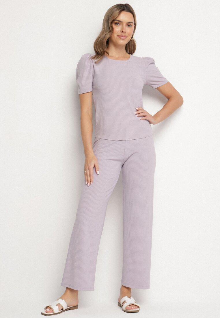 glo-story Pantaloni Mov deschis Reiat Larigi cu talie elastică Drasia