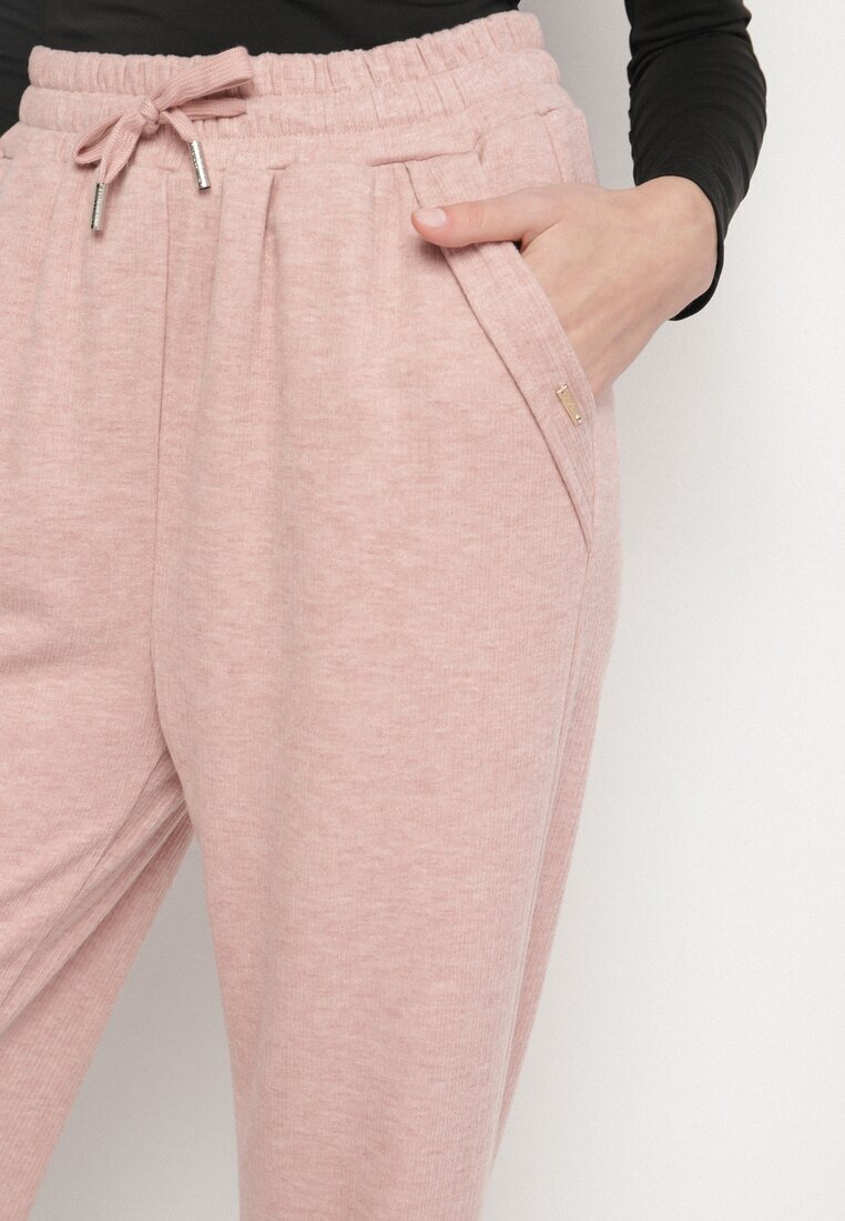 glo-story Pantaloni Roz cu Talie Înaltă Decorați cu Șnururi Akleria