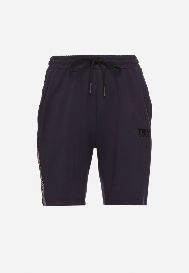 glo-story Pantaloni scurți Bleumarin De Trening cu Elastic în Talie și Decorațiuni Laterale Mepassa