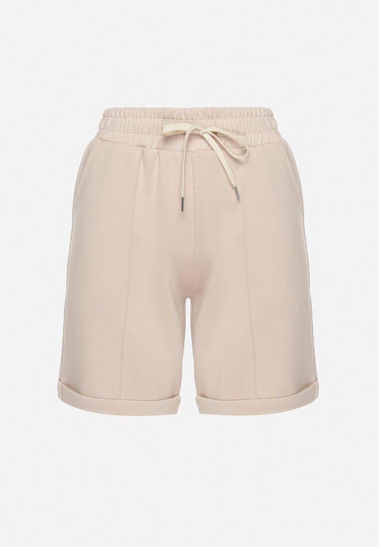 glo-story Pantaloni scurți Clasici Bej cu elastic în talie și buzunare laterale Cadenzara