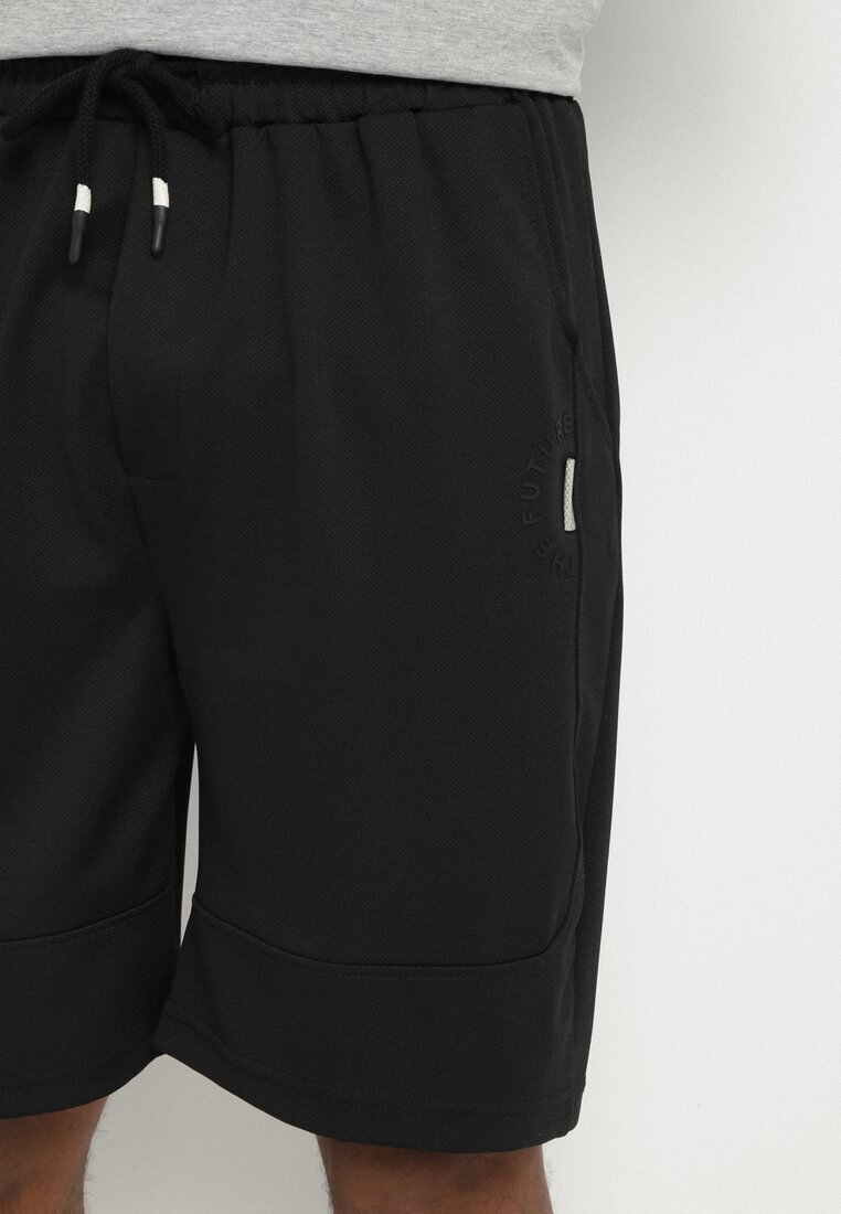 glo-story Pantaloni scurți de trening Negri Decorați cu șnururi Evelzedi