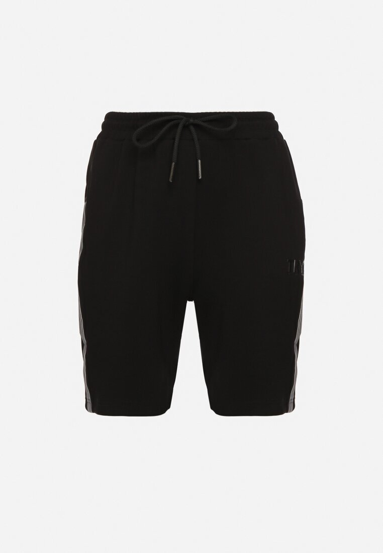 glo-story Pantaloni scurți Negri de Trening cu elastic în talie și ornamente laterale Mepassa