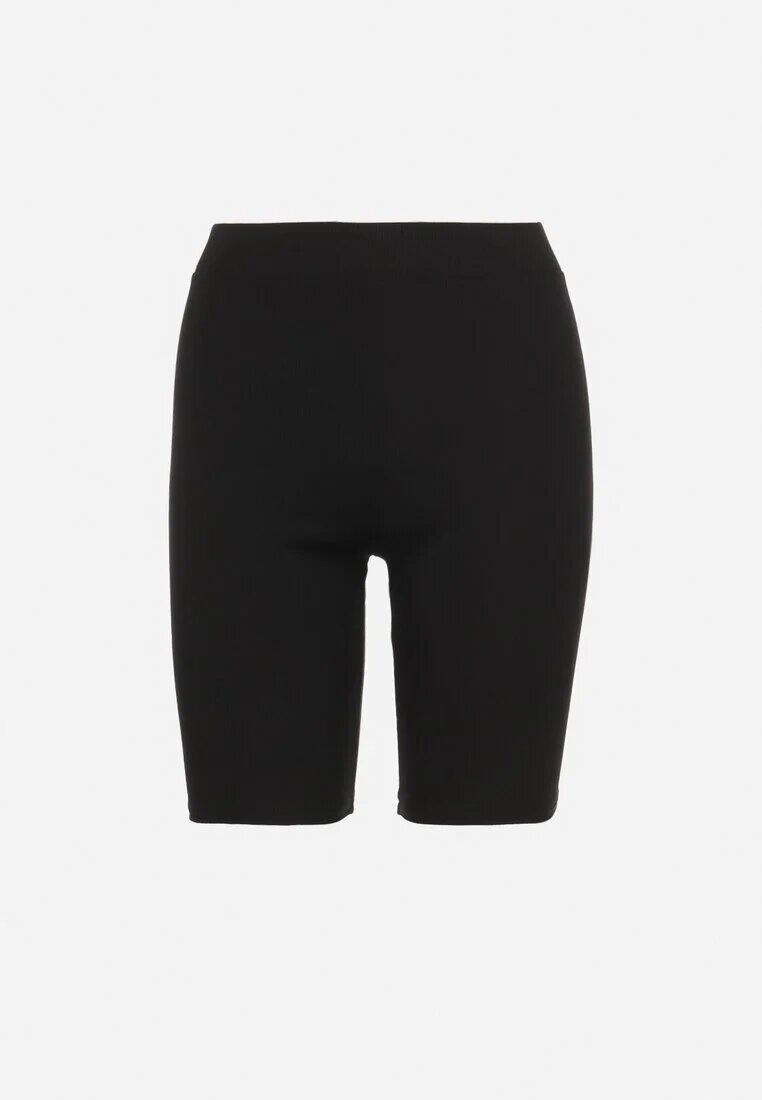 glo-story Pantaloni scurți tip colanți negri din material striat Adrase