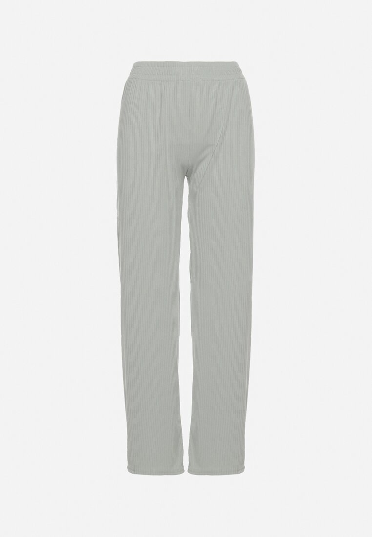glo-story Pantaloni Verzi Striati Largi cu elastic în talie Drasia