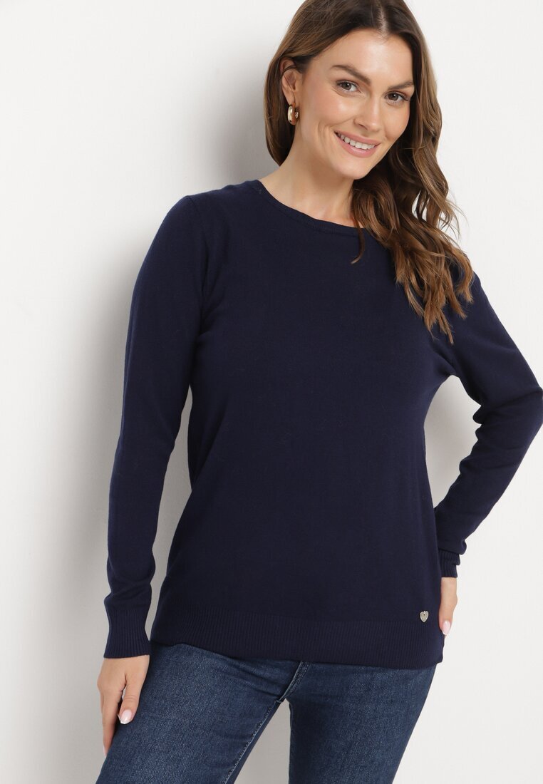 glo-story Pulover Bleumarin în Stil Clasic Irimarie