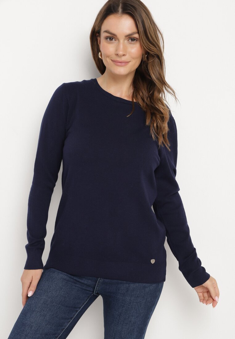 glo-story Pulover Bleumarin în Stil Clasic Irimarie