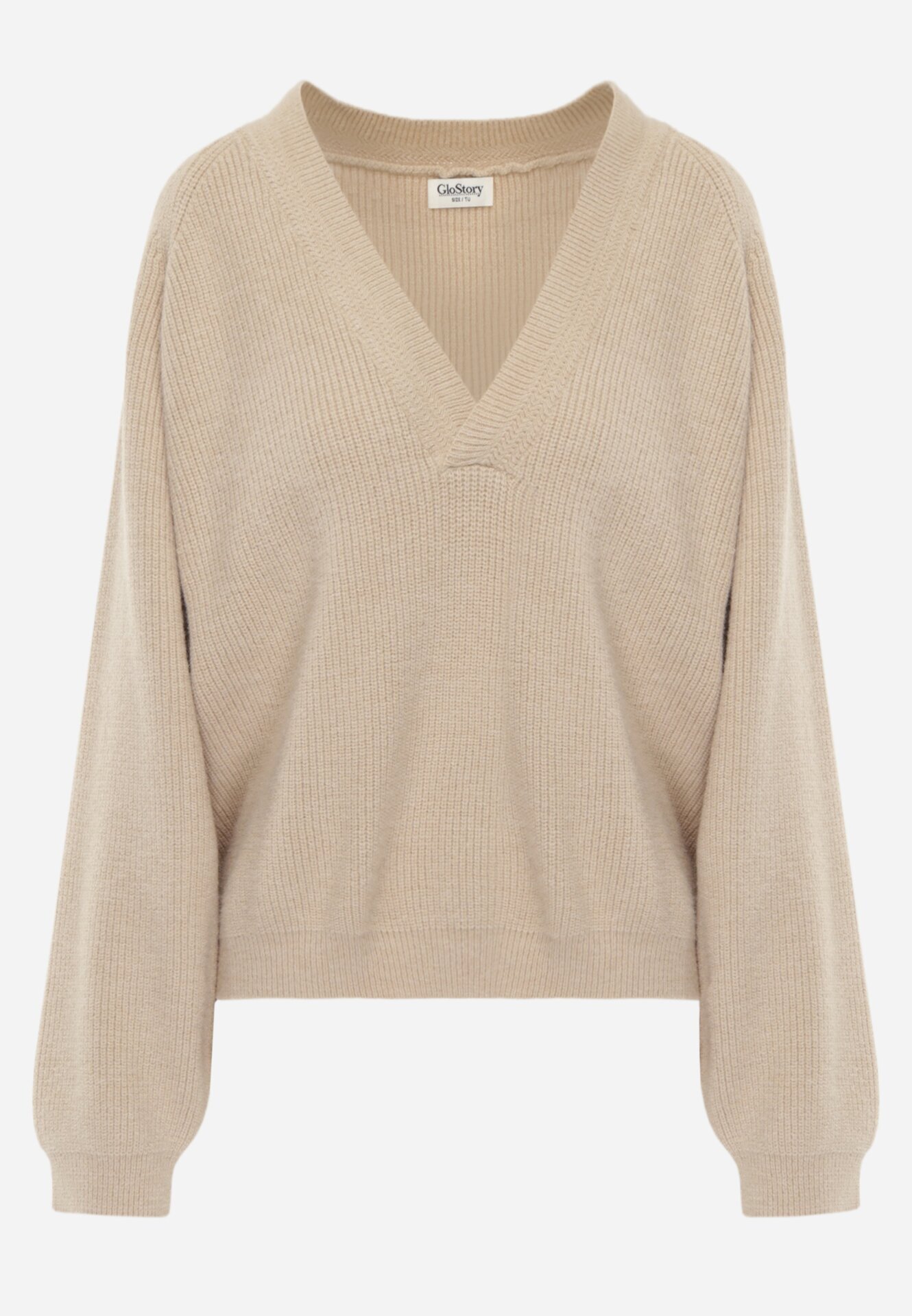 glo-story Pulover Coralla cu decolteu în V cutie Bej