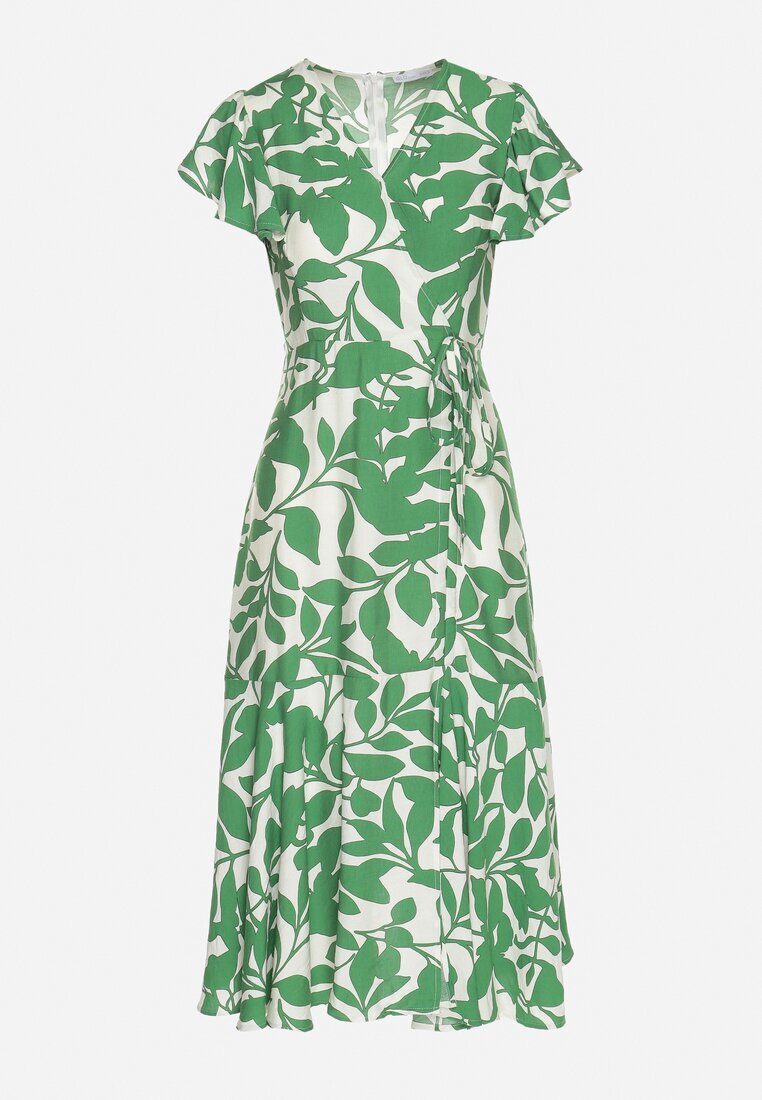 glo-story Rochie Cloș Verde deschis cu cordon cu imprimeu floral Janitaie