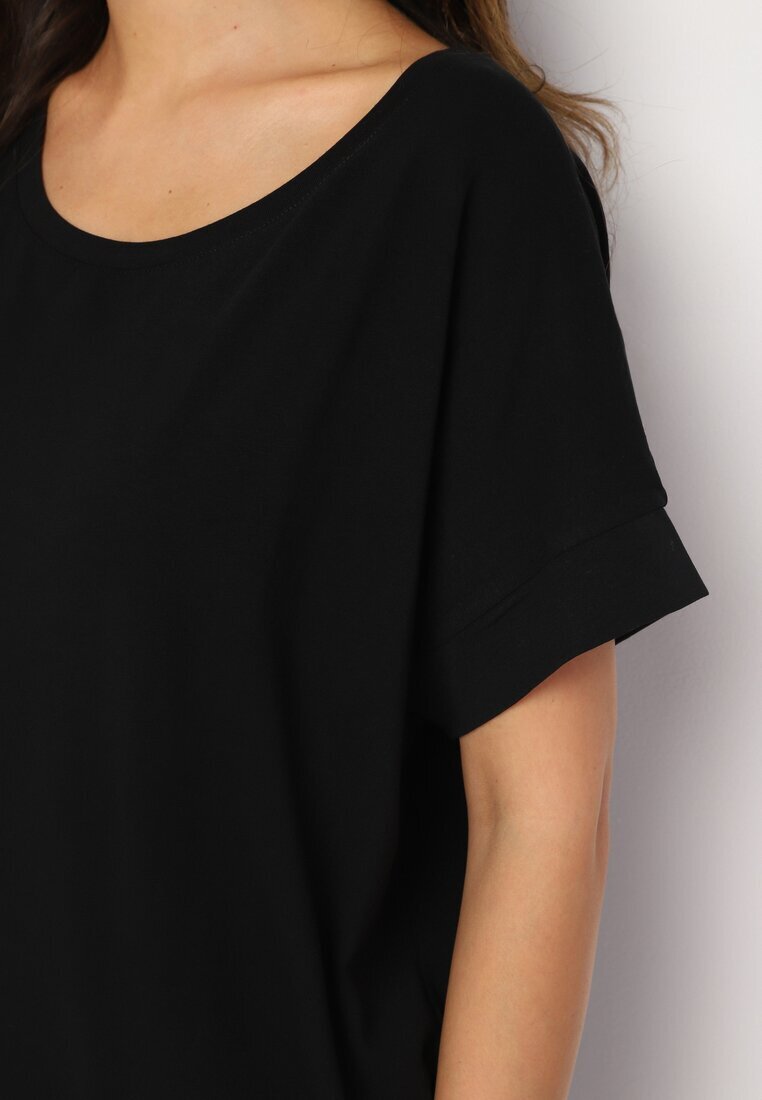 glo-story Rochie Neagră cu croială dreaptă tip T-shirt cu croială scurtă Orlella