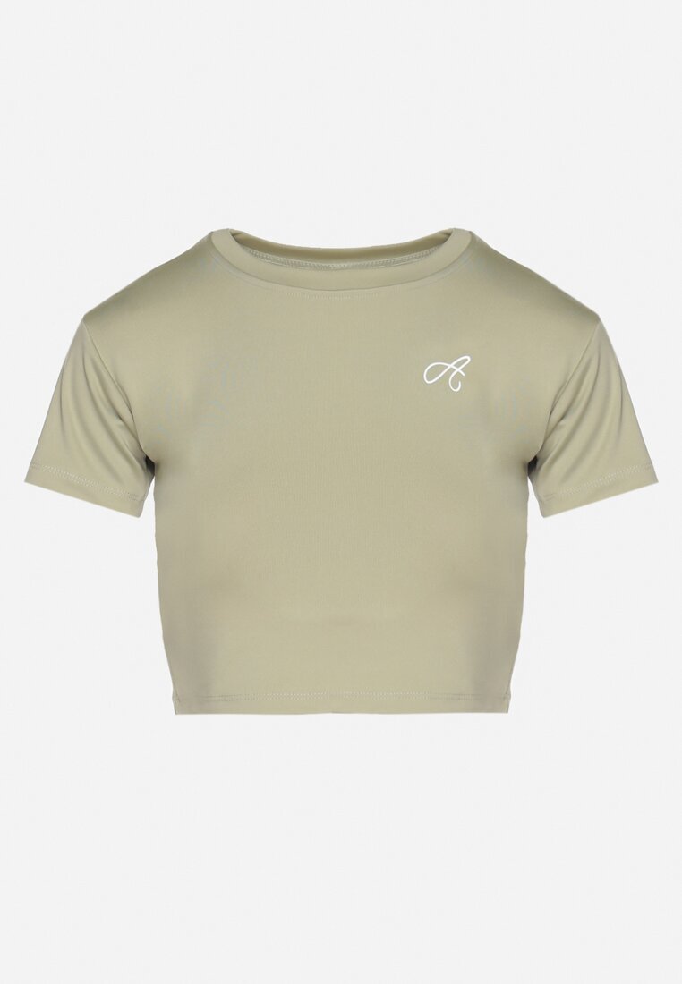 glo-story T-shirt Crop Top Verde deschis Decorat cu o literă Koliviela