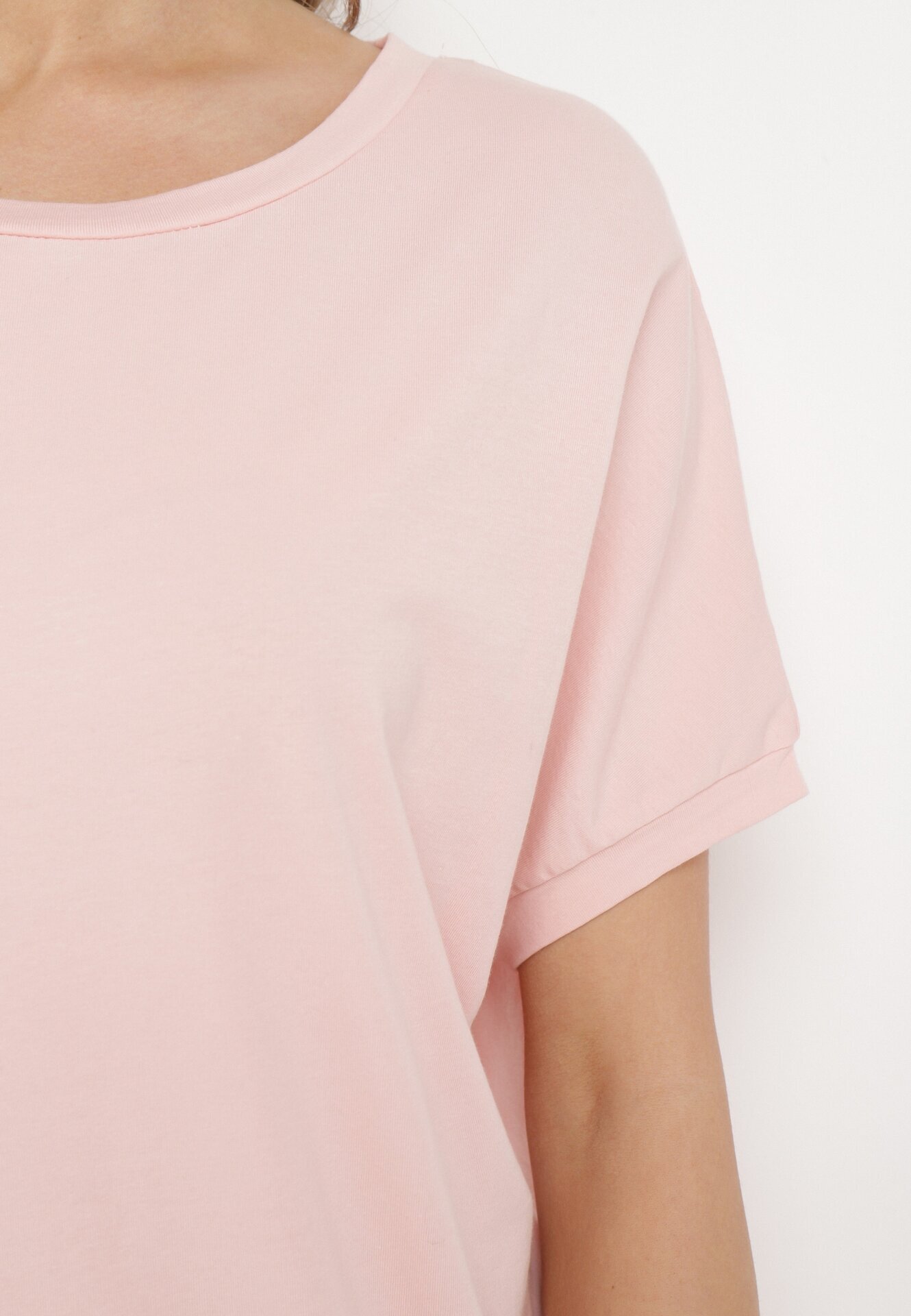 glo-story T-shirt roz cu Mâneci Scurte și Spate Mai Lung Cercisa