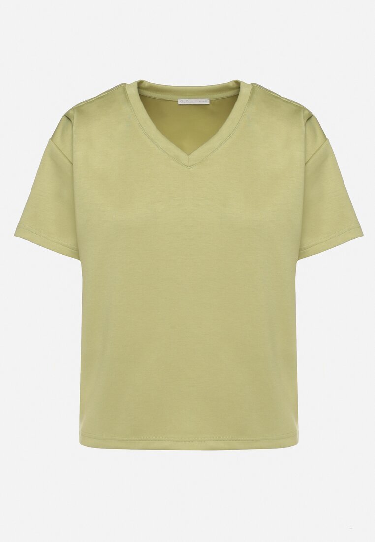 glo-story T-shirt Verde cu Decolteu Triunghiular Foniriela