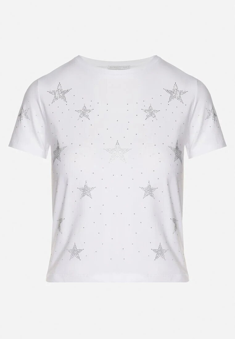 glo-story Tricou alb din bumbac cu aplicații cu stele din zirconiu Tenivella