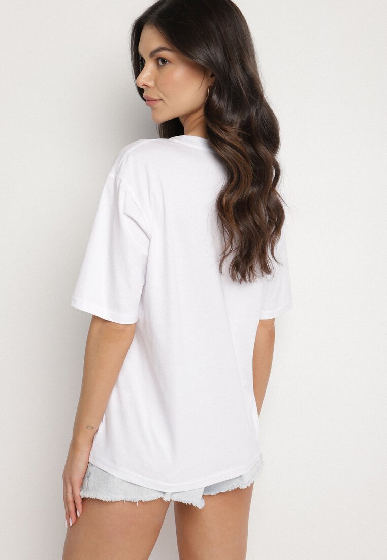 glo-story Tricou Alb Din Bumbac Cu Imprimeu Decorativ Delmari