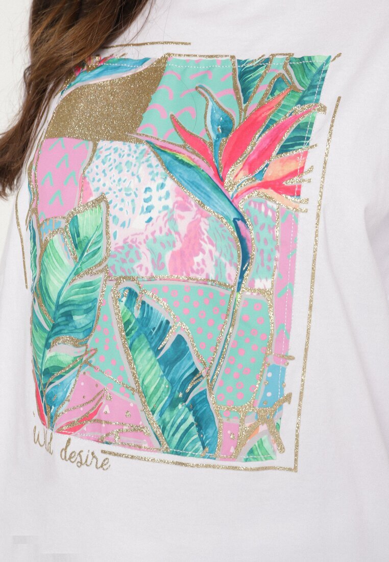 glo-story Tricou Alb Din Bumbac Cu Imprimeu Decorativ Delmari