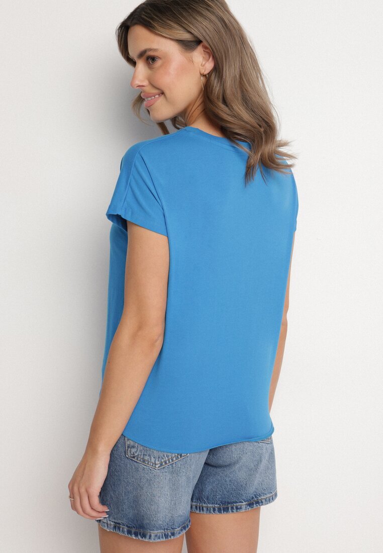 glo-story Tricou Albastru deschis din bumbac cu legătură decorativă Sunitra