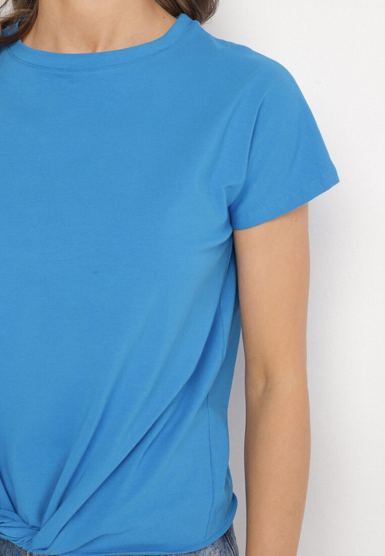 glo-story Tricou Albastru deschis din bumbac cu legătură decorativă Sunitra