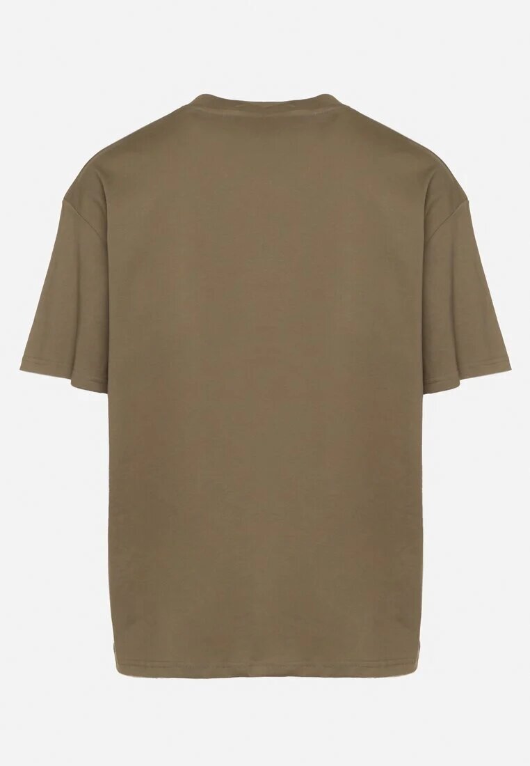 glo-story Tricou Bej închis din bumbac cu imprimeu decorativ Jeneira