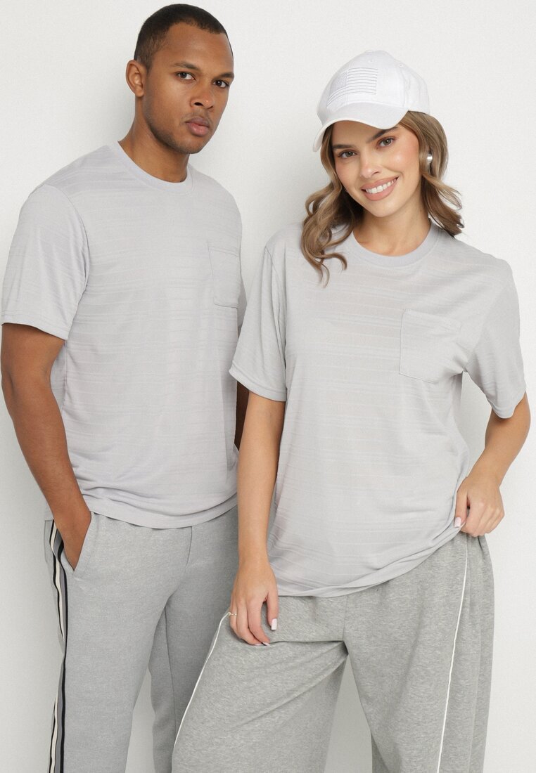 glo-story Tricou Gri deschis cu croială clasică cu buzunar Mairalissa