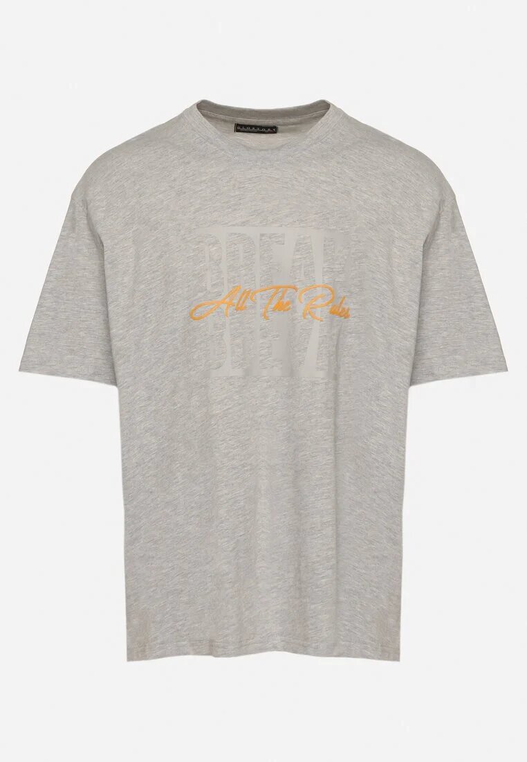 glo-story Tricou Gri deschis de Bumbac cu Imprimeuri Nolsedi