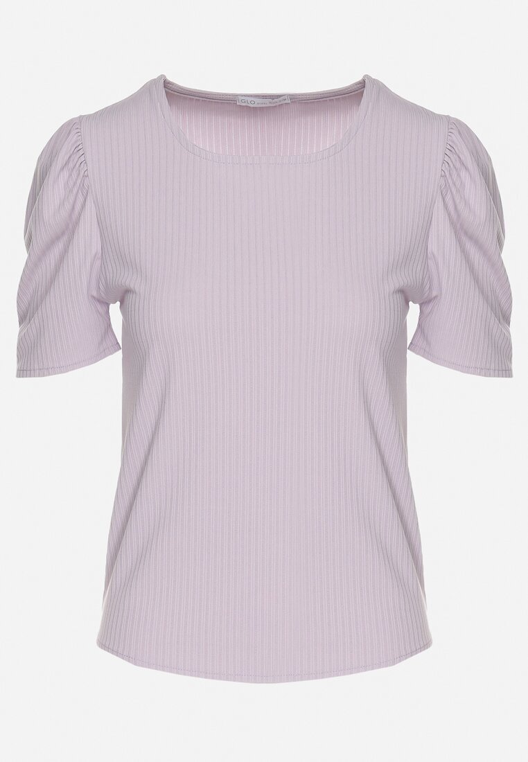 glo-story Tricou Mov deschis Reiat cu Pliuri la Mâneci Kolanovia