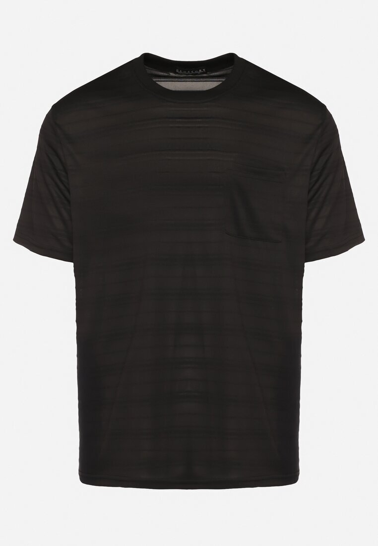 glo-story Tricou Negru cu Croială Clasică cu Buzunar Mairalissa