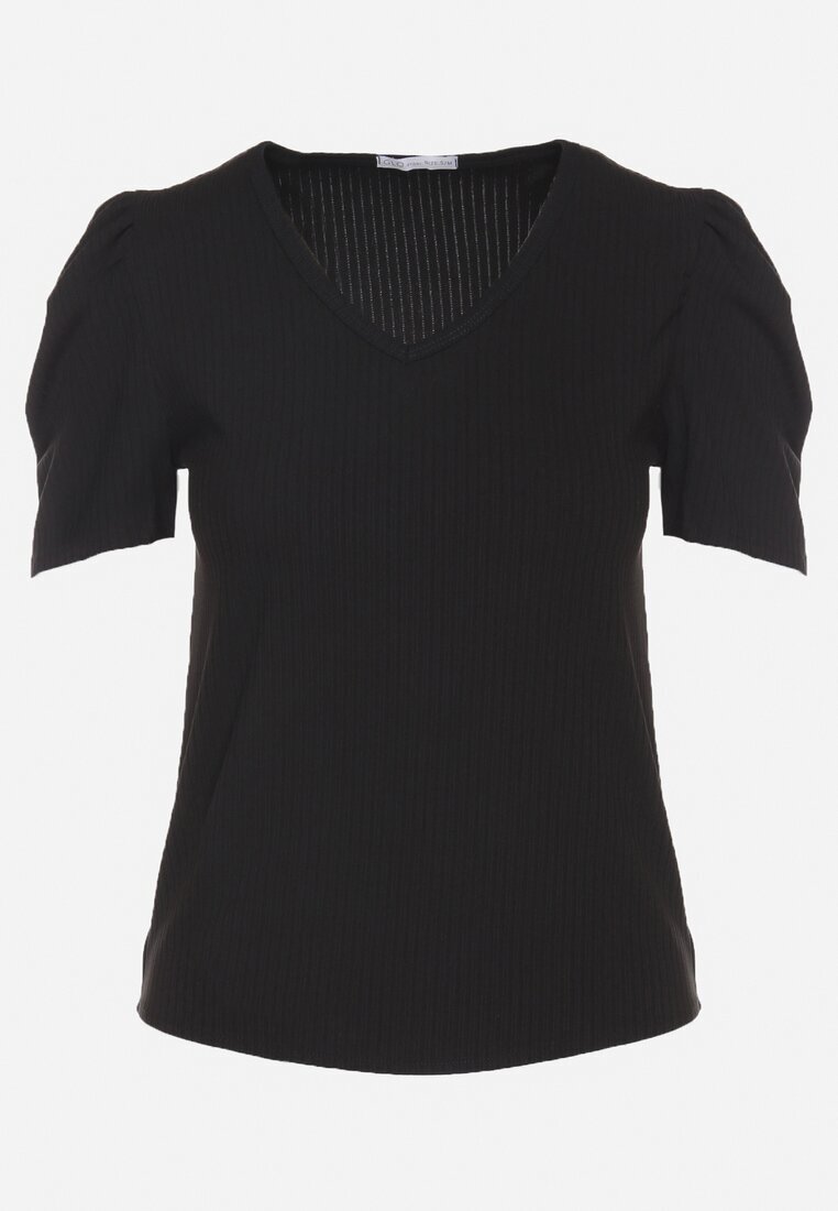 glo-story Tricou Negru cu decolteu în V Sunesse