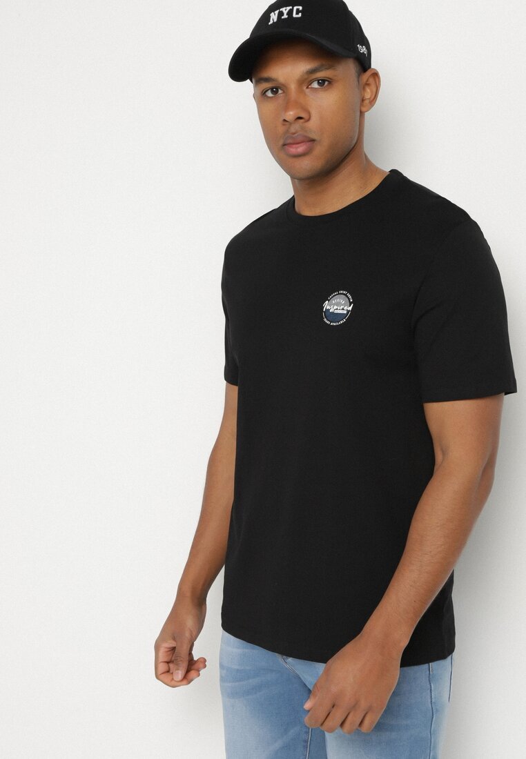 glo-story Tricou Negru din bumbac cu aplicație Selsedi