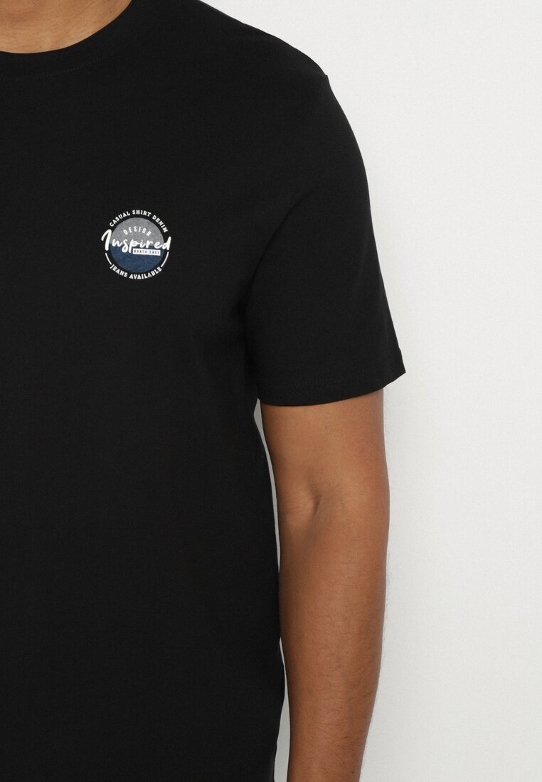 glo-story Tricou Negru din bumbac cu aplicație Selsedi