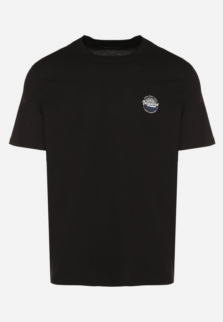 glo-story Tricou Negru din bumbac cu aplicație Selsedi