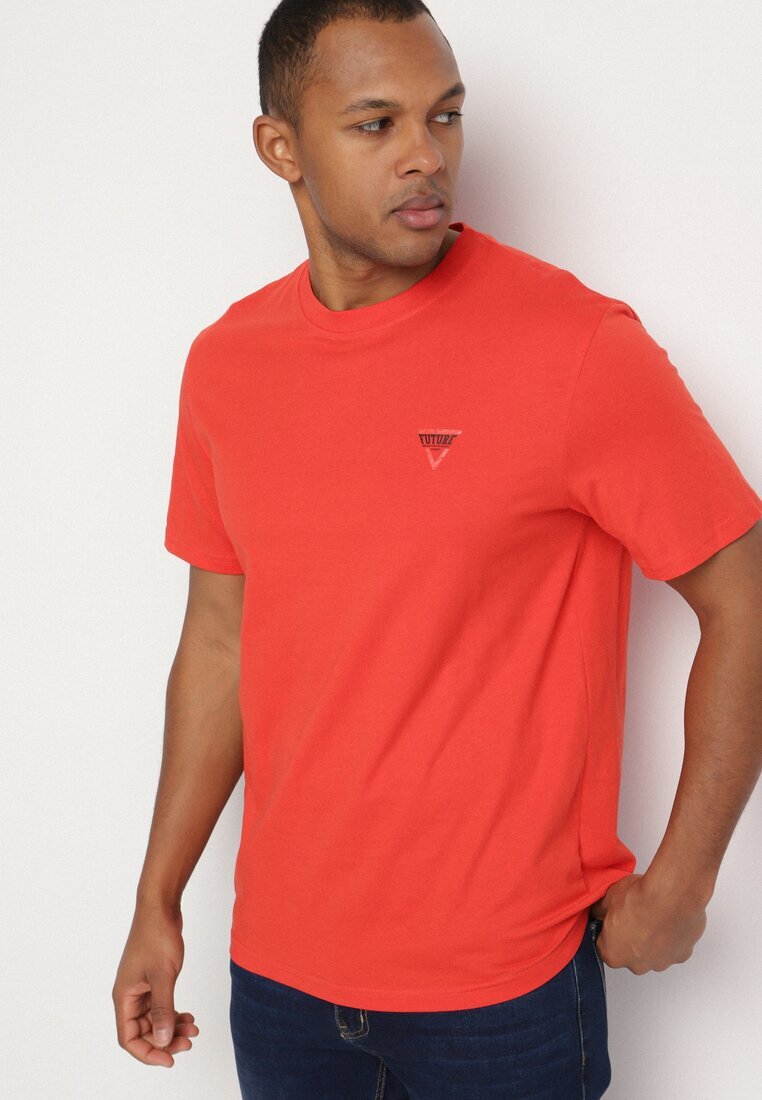 glo-story Tricou portocaliu din bumbac cu imprimeu minimalist Sunavea