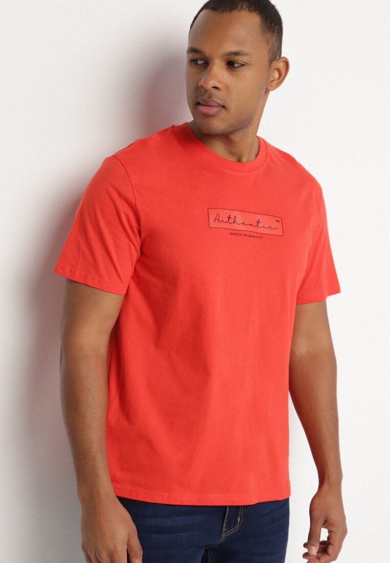 glo-story Tricou Portocaliu din bumbac cu Imprimeu Text Uliaria