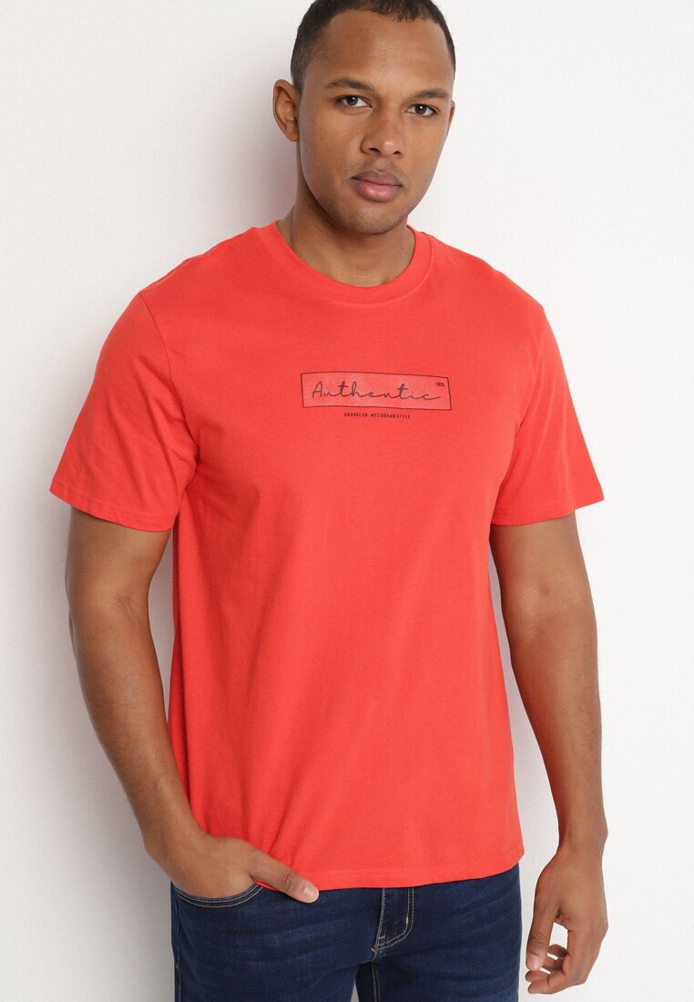 glo-story Tricou Portocaliu din bumbac cu Imprimeu Text Uliaria