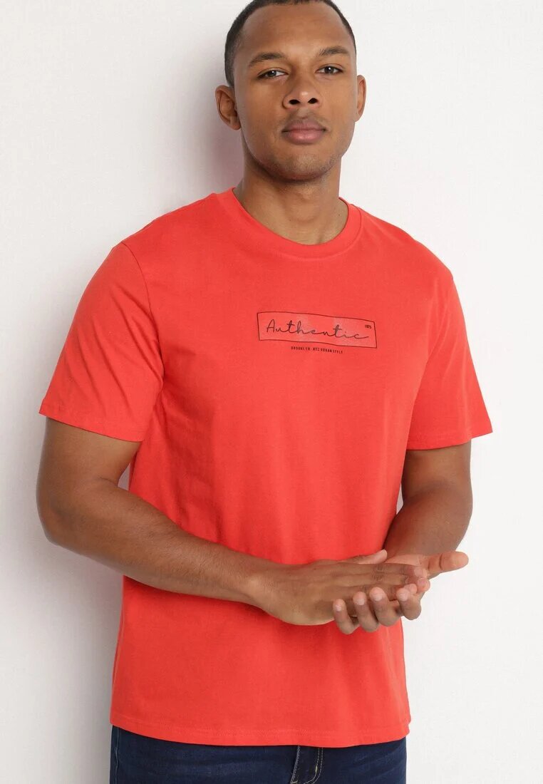 glo-story Tricou Portocaliu din bumbac cu Imprimeu Text Uliaria