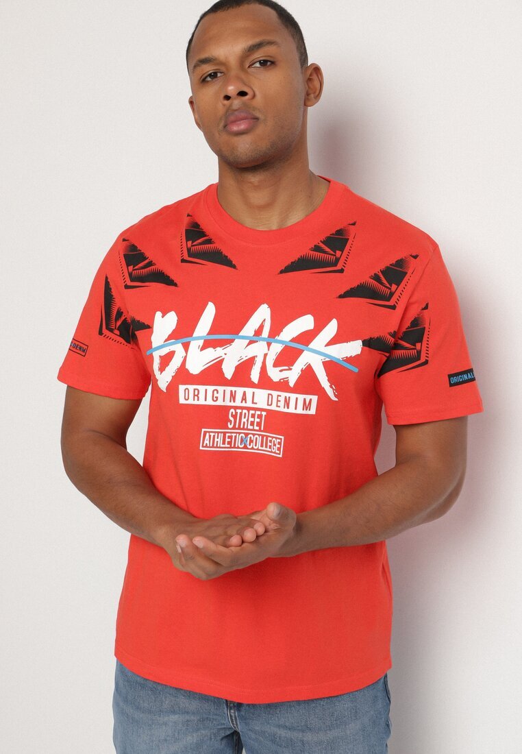 glo-story Tricou Portocaliu din Bumbac cu Imprimeu Vorassa