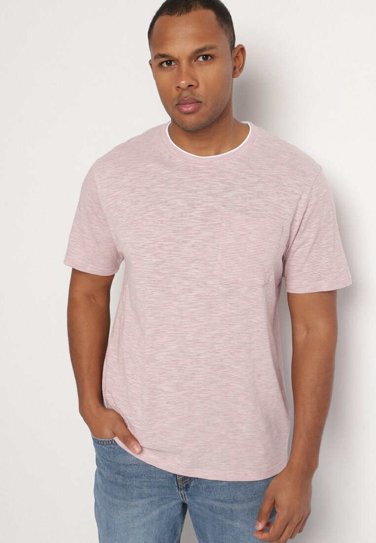 glo-story Tricou Roz deschis cu Buzunar Decorativ Uliadoretia