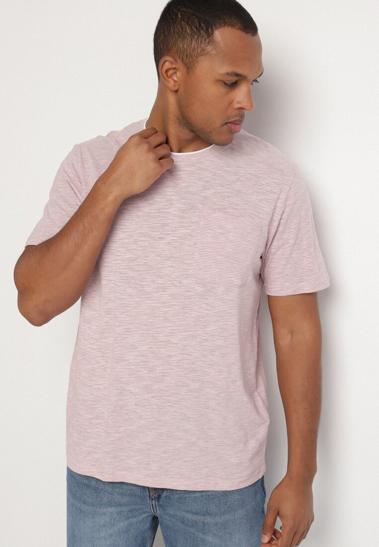 glo-story Tricou Roz deschis cu Buzunar Decorativ Uliadoretia