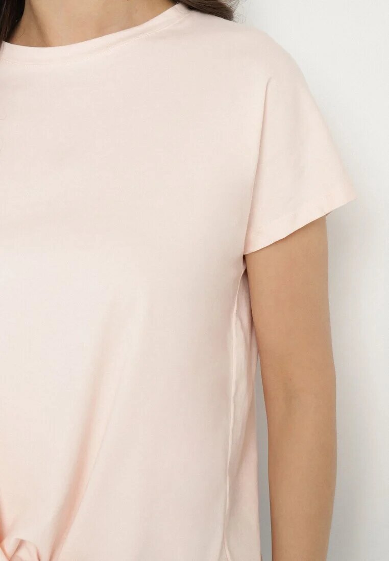glo-story Tricou roz deschis din bumbac cu legătură decorativă Sunitra