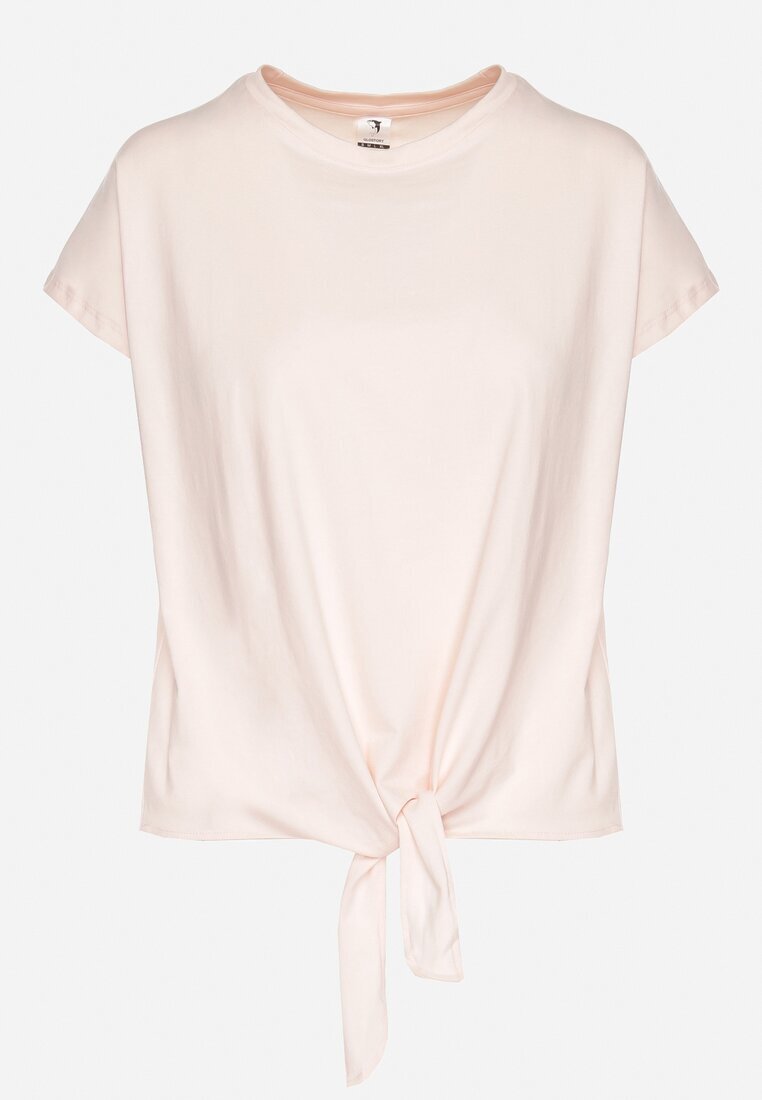 glo-story Tricou roz deschis din bumbac cu legătură decorativă Sunitra