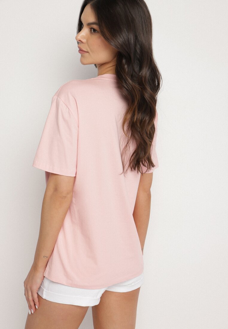 glo-story Tricou Roz din Bumbac Decorat cu Imprimeu Nelltaria