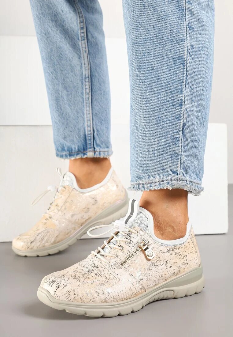 gogo gogo Adidași aurii cu fermoar decorativ Eblerria