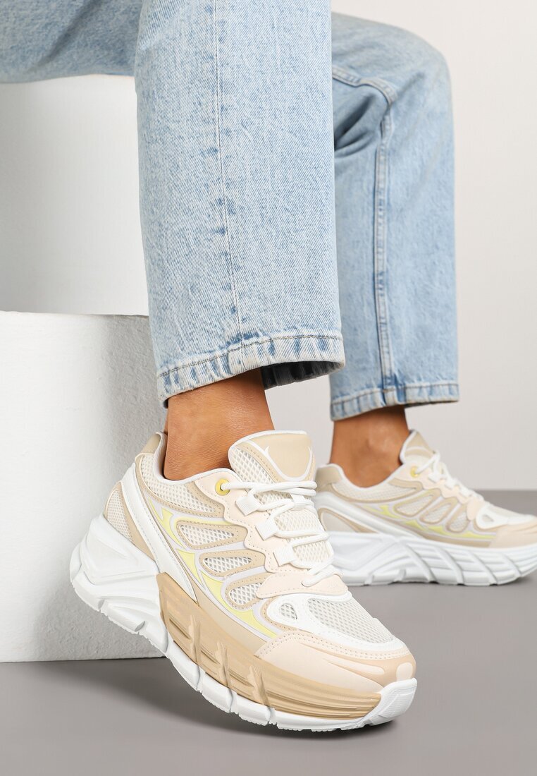 gogo gogo Adidași Bej în Stil Streetwear cu Talpă Groasă cu Reliefuri Siltewi
