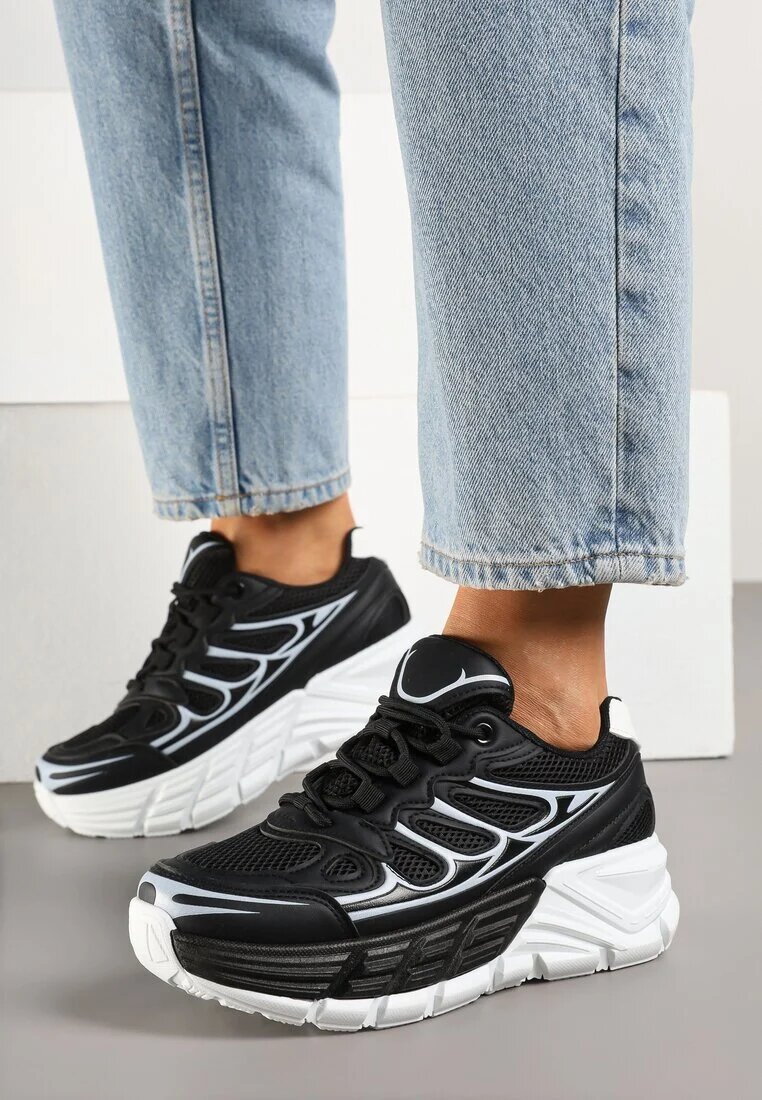 gogo gogo Adidași negri în stil streetwear pe talpă groasă cu reliefuri Siltewi