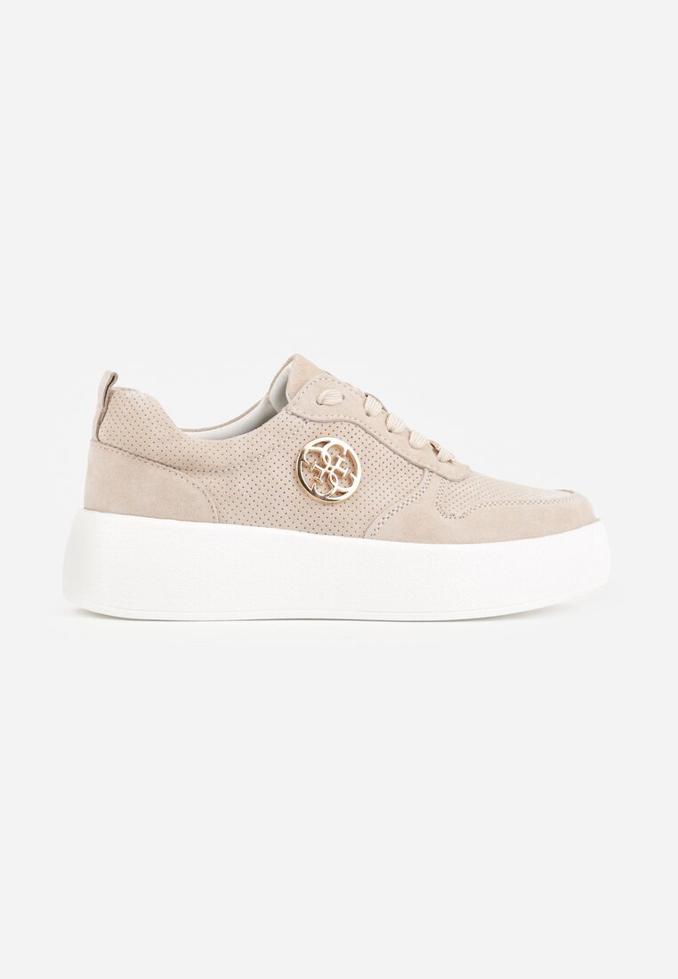 goodin Adidași bej din piele cu talpă groasă cu ornament geometric Syrolphi