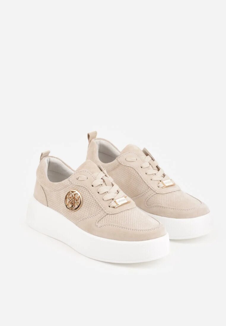 goodin Adidași bej din piele cu talpă groasă cu ornament geometric Syrolphi