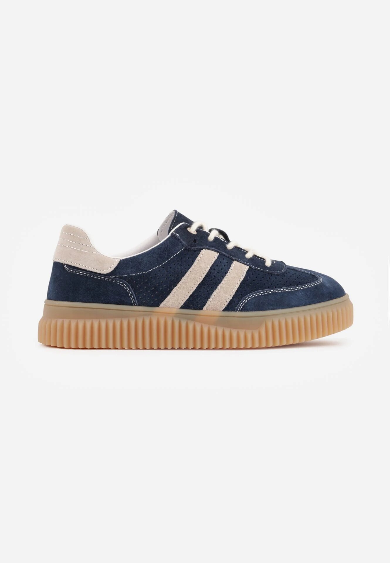 goodin Adidași bleumarin din piele întoarsă pe talpă de cauciuc reliefată cu curele Taralia
